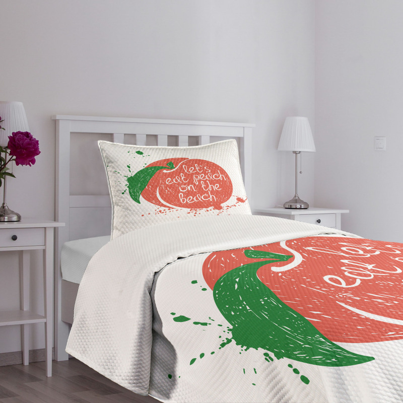 Soft Fruit Quirky Words Bedspread Set