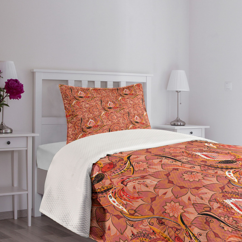 Floral Vibrant Drawing Bedspread Set