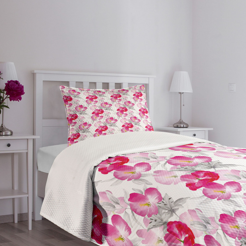 Watercolor Poppy Romance Bedspread Set