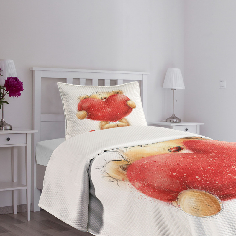 Romantic Mascot Red Heart Bedspread Set