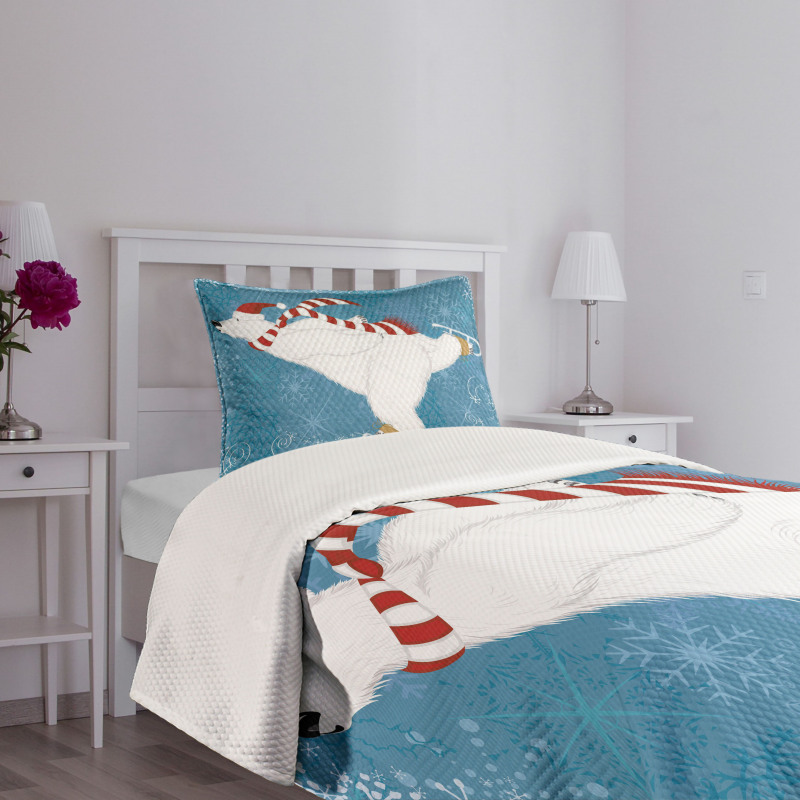 Ice Skating Polar Bear Bedspread Set