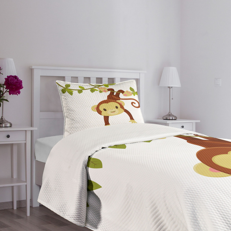 Cartoon Monkey on Liana Bedspread Set