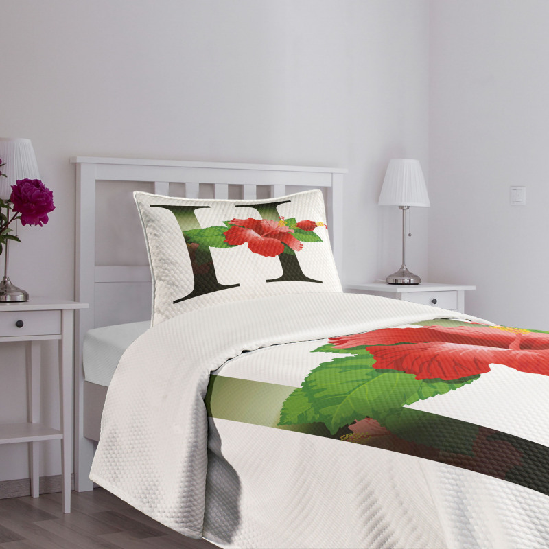 Hibiscus Green Leaves Bedspread Set