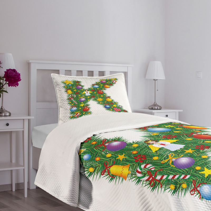 Tree Font Xmas Bedspread Set