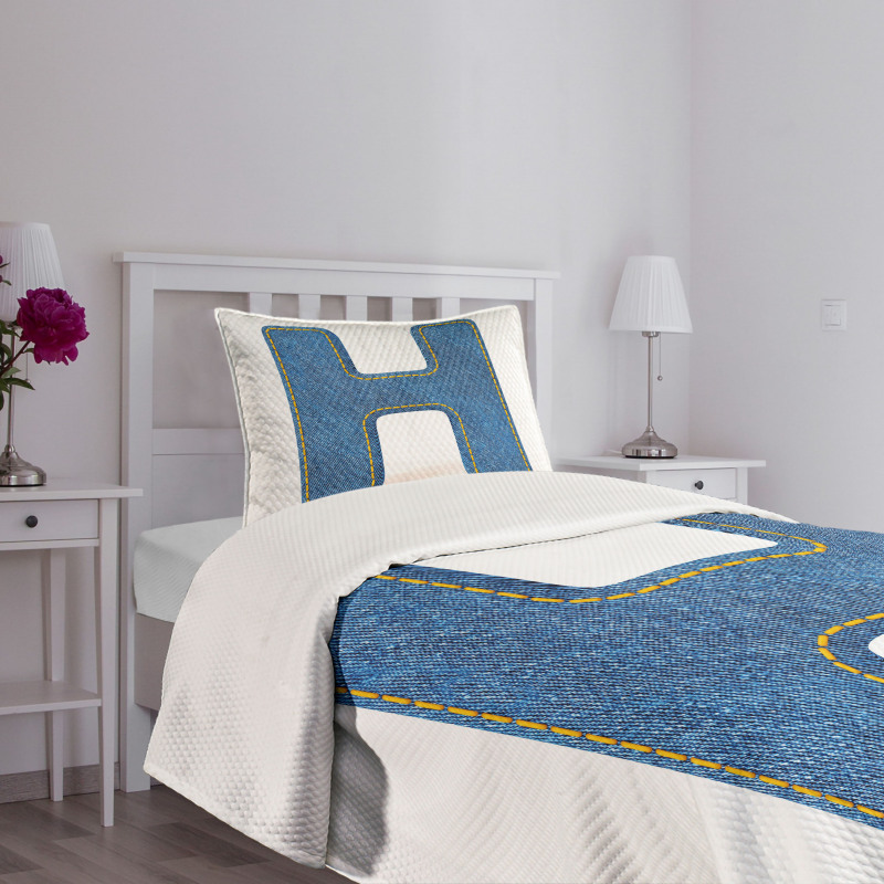 Denim Writing Bedspread Set