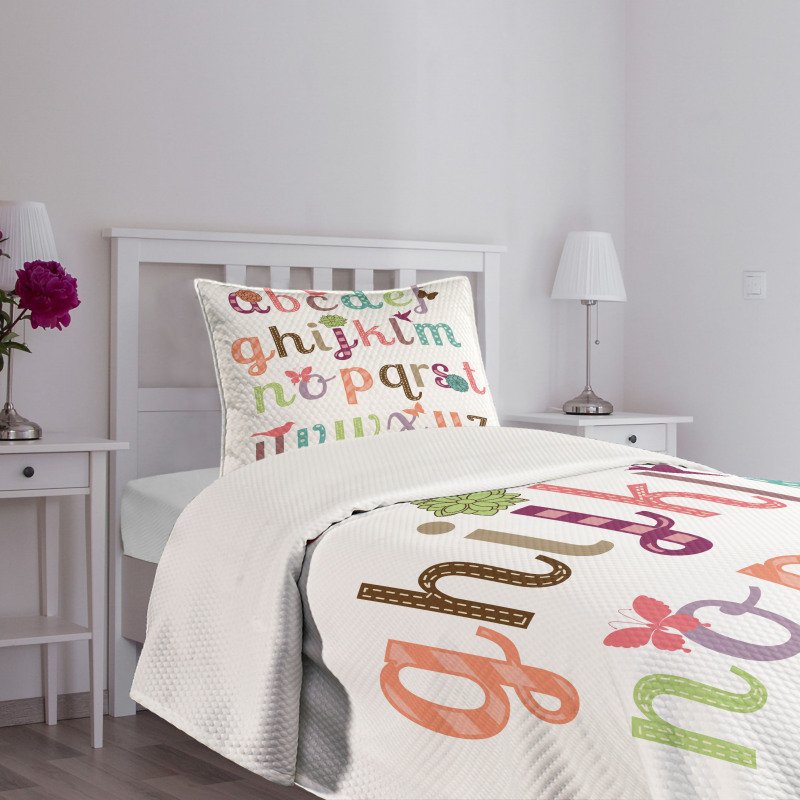 Girly Feminine Alphabet Bedspread Set