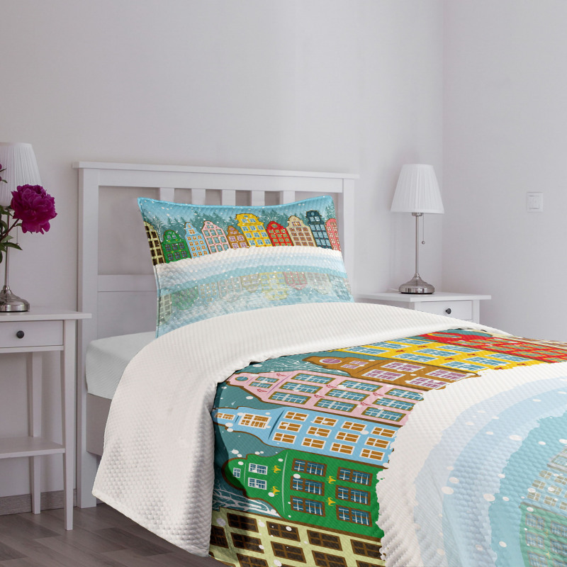 Christmas Houses Sea Bedspread Set