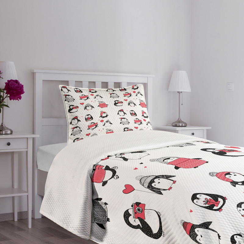 Penguins Merry Xmas Bedspread Set