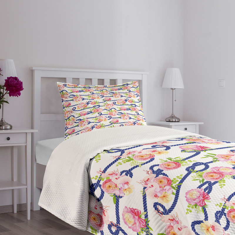 Marine Floral Bedspread Set