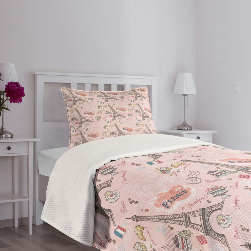 Croissant Macaroon Muffin Bedspread Set