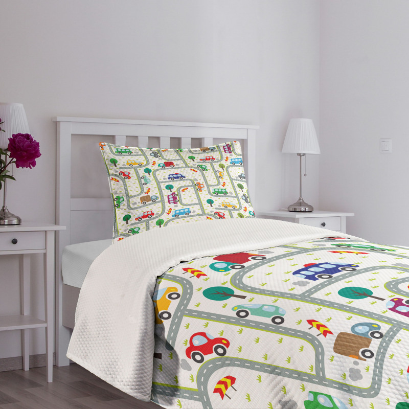 Children on Traffic Bedspread Set