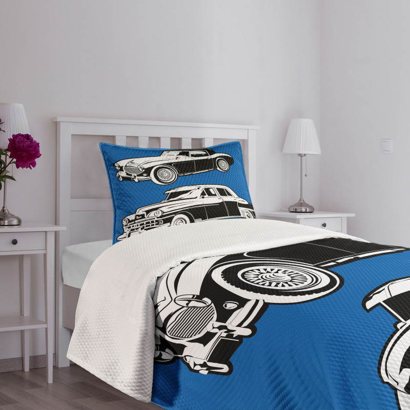 Black and White Vehicle Bedspread Set