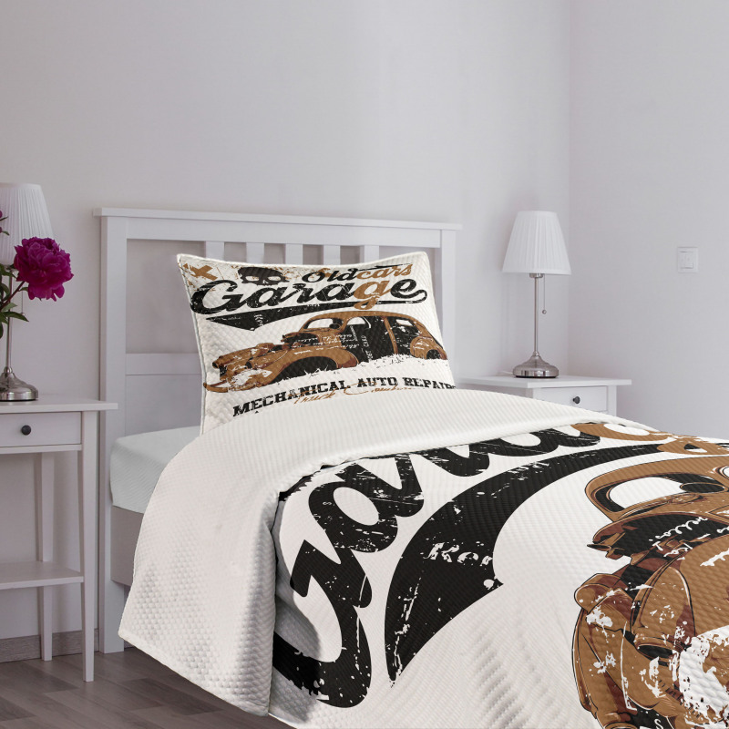 Old Garage Auto Repair Bedspread Set