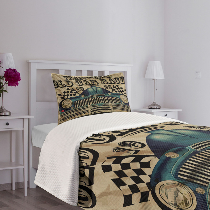 Traditional Old Race Car Bedspread Set