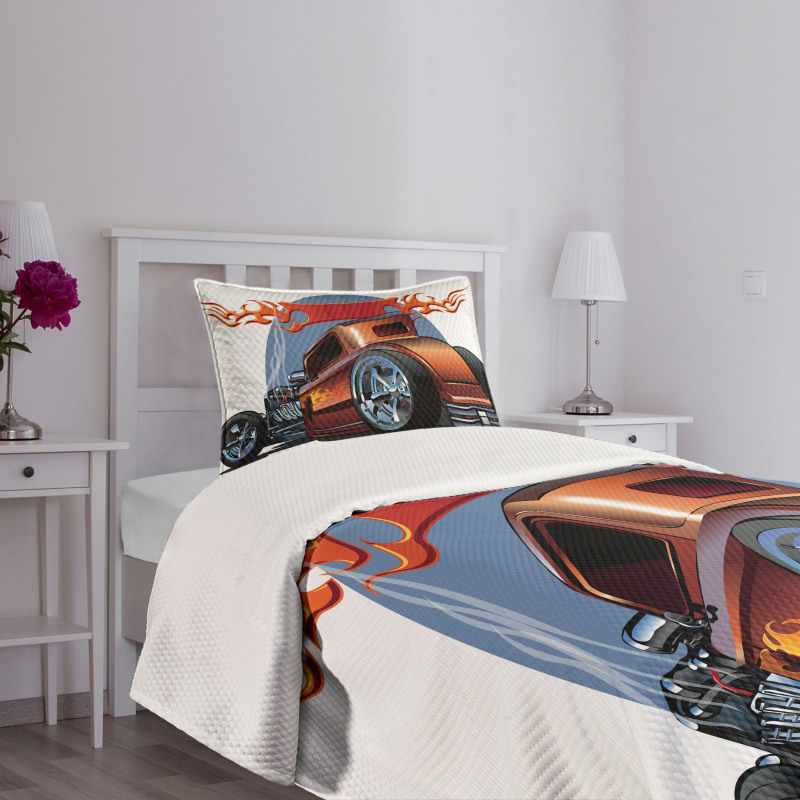 Cartooon Hot Rod Classic Bedspread Set