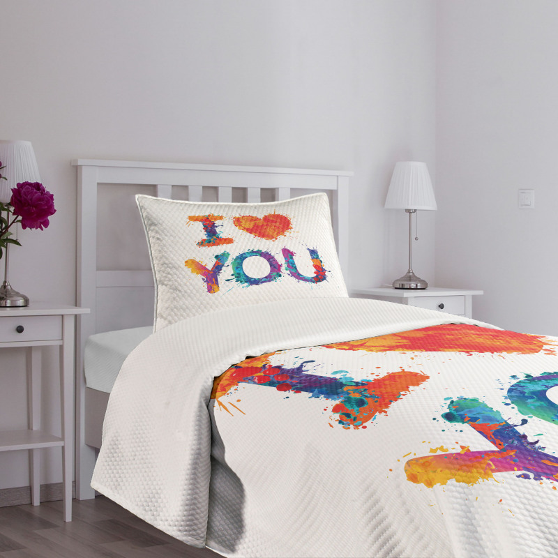 Watercolor Phrase Bedspread Set