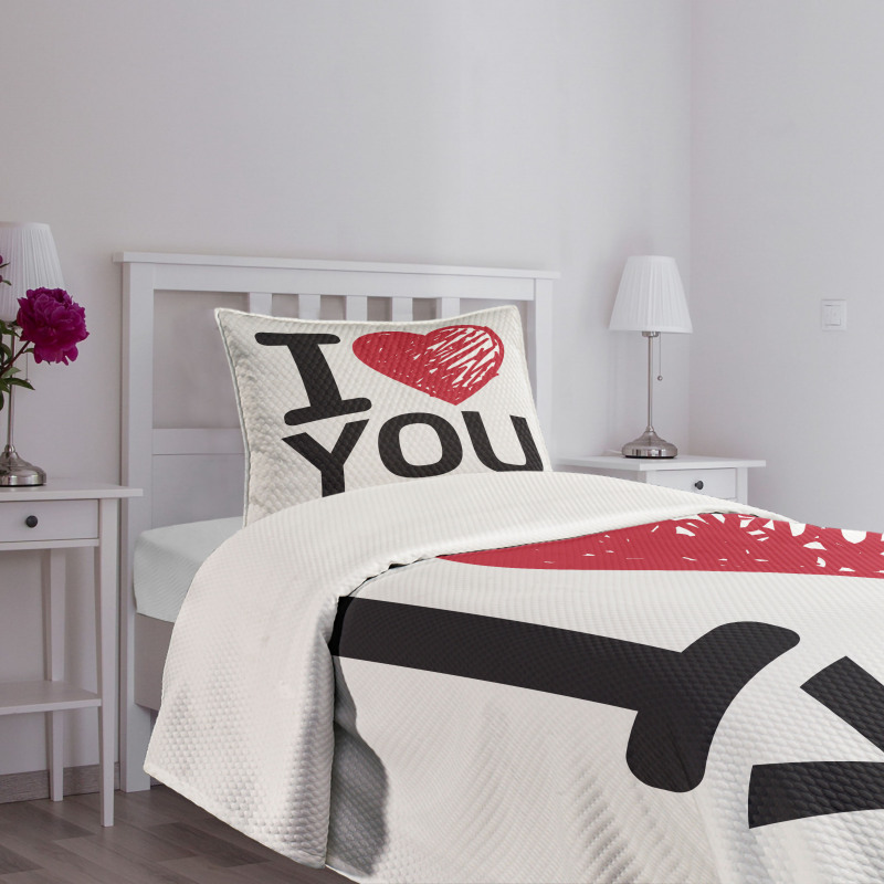 Simple Calligraphy Bedspread Set