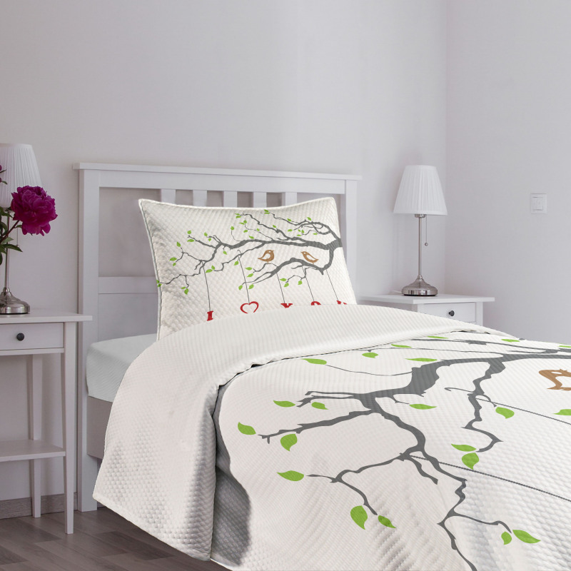 Romantic Birds Tree Bedspread Set