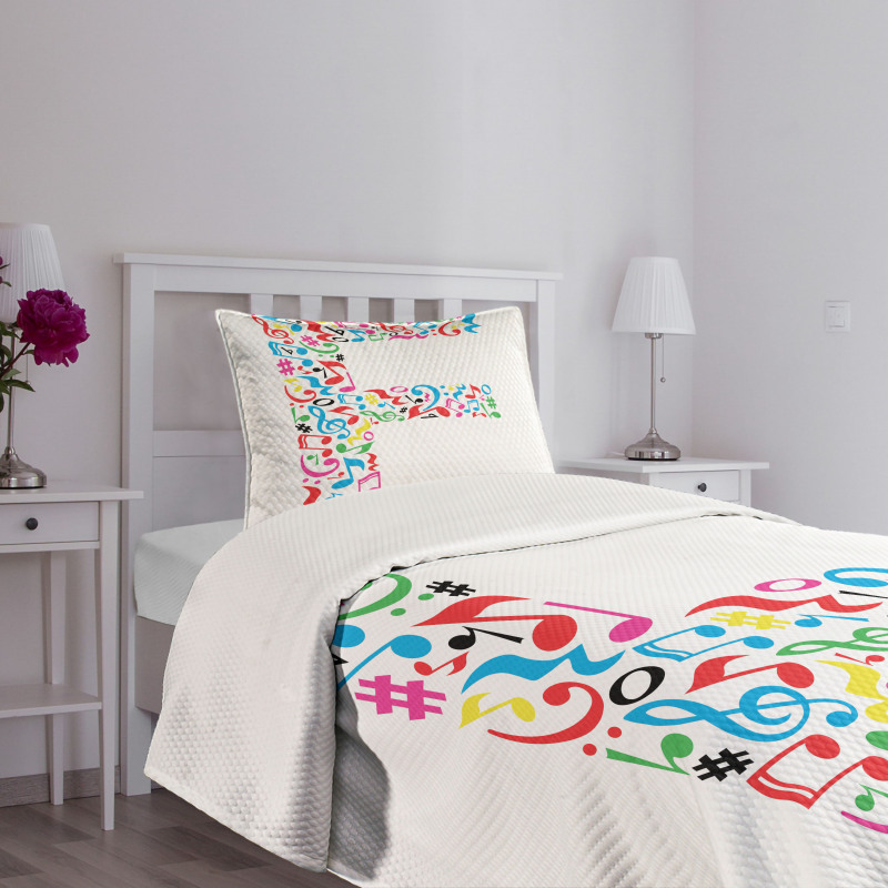 Music Notes Capital F Bedspread Set