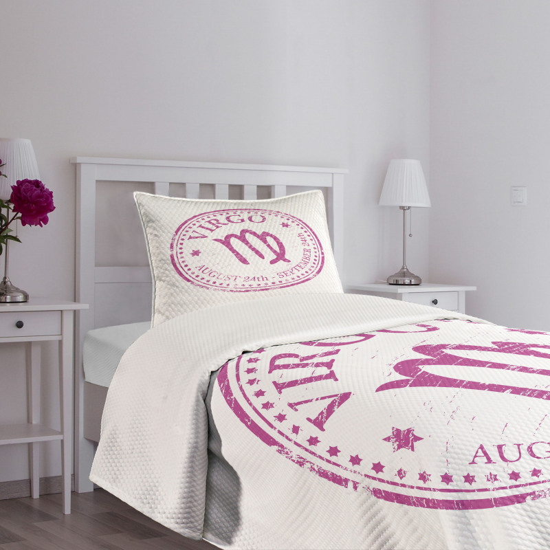 Pink Colored Horoscope Bedspread Set