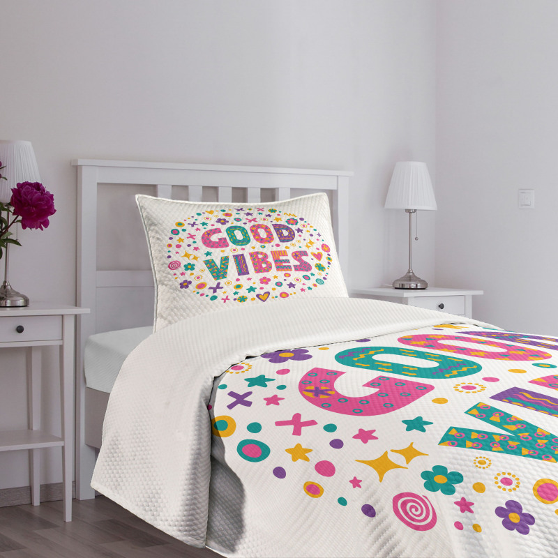 Word Art Positive Bedspread Set