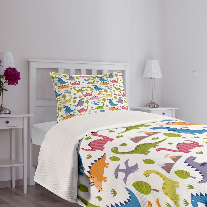 Dinosaurs Colorful Bedspread Set