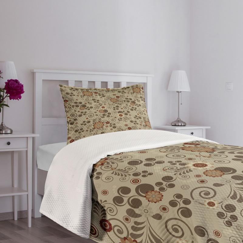 Swirls Curves and Dots Bedspread Set