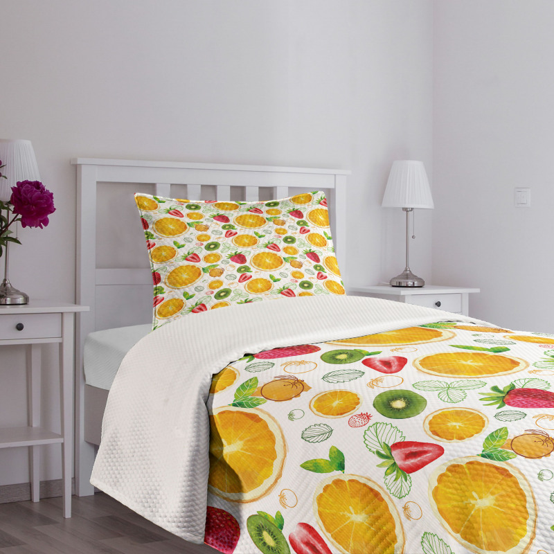 Fresh Citrus Kiwi Lemon Bedspread Set