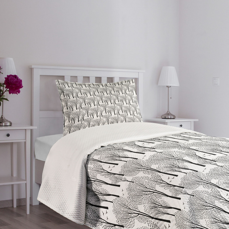 Abstract Forest Birds Bedspread Set