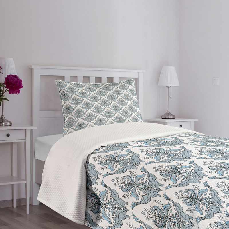 Classical Floral Damask Bedspread Set