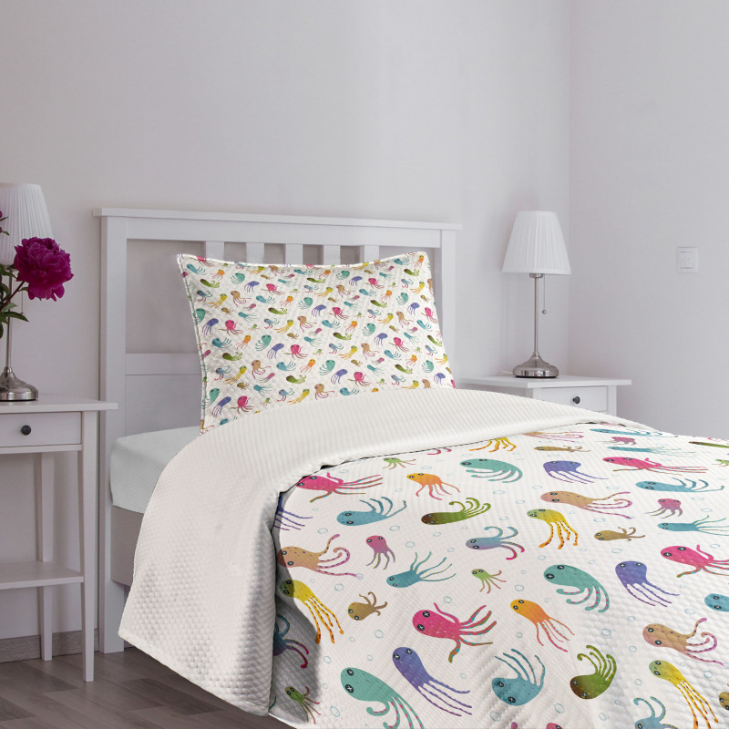 Maritime Cartoon Style Bedspread Set