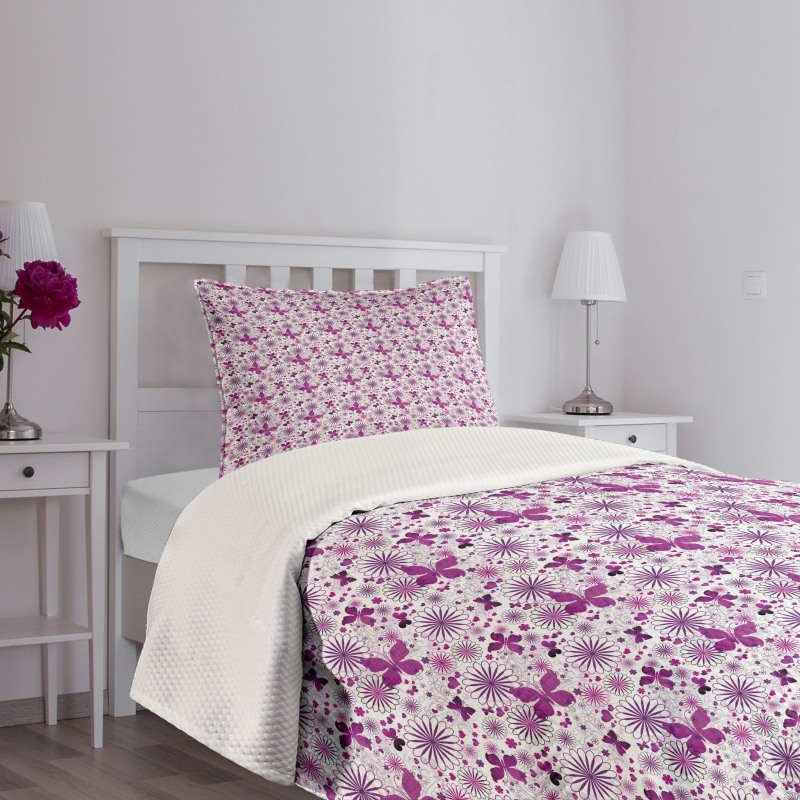 Purple Color Fauna Bedspread Set