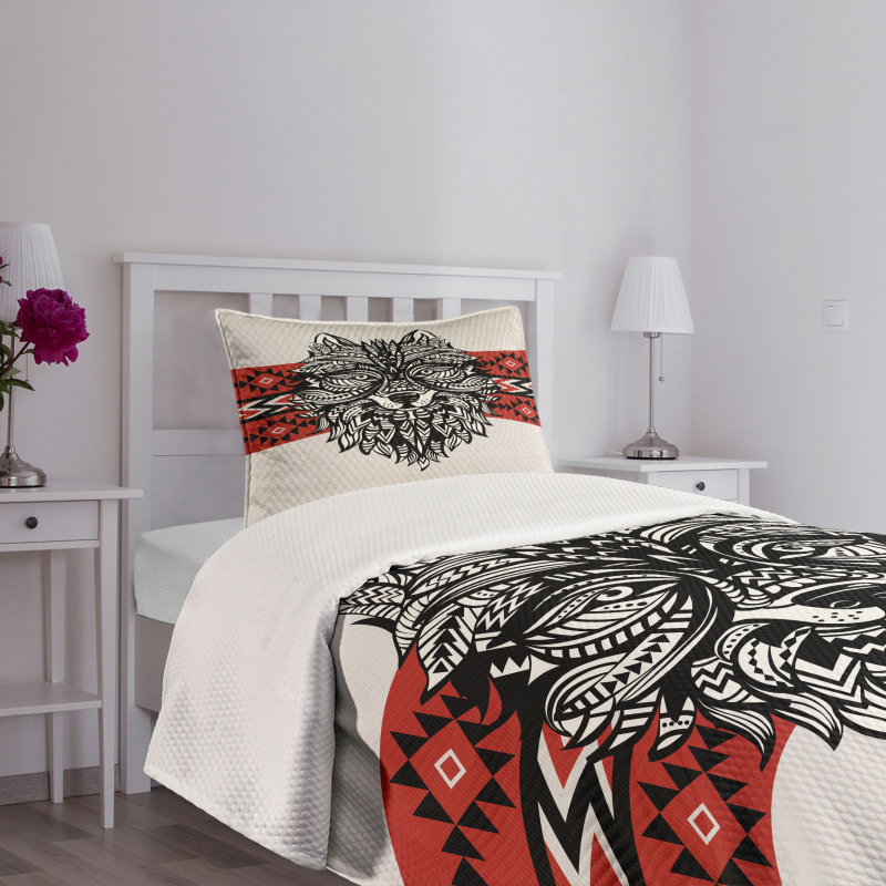 Tattoo Style Animal Face Bedspread Set