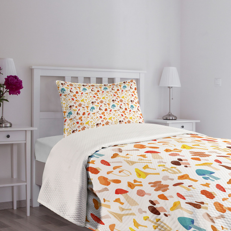 Toadstool Cartoon Style Bedspread Set