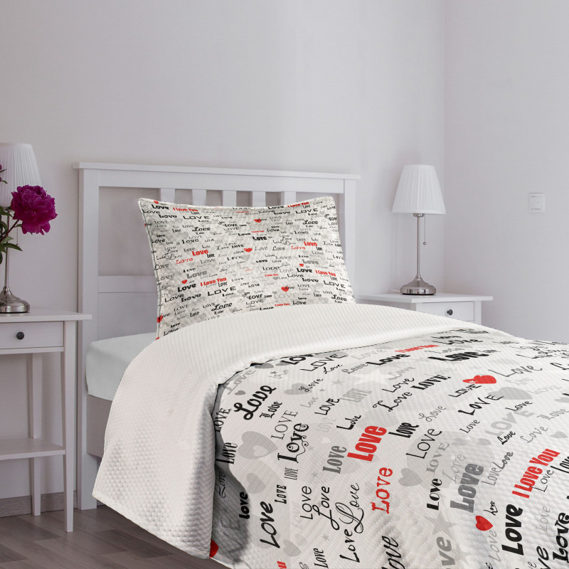 Calligraphy Hearts Stars Bedspread Set