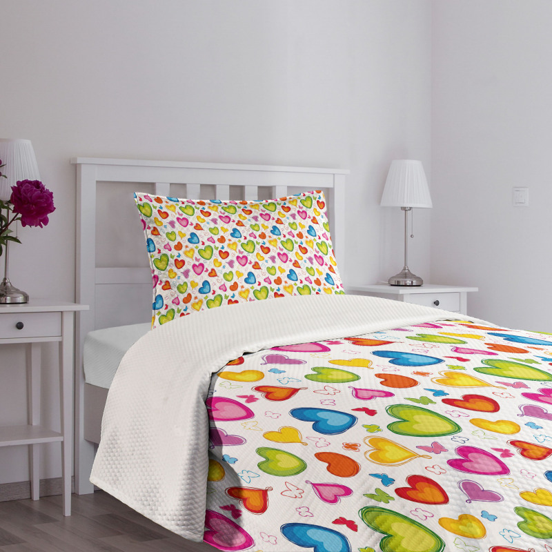 Colorful Butterflies Happy Bedspread Set