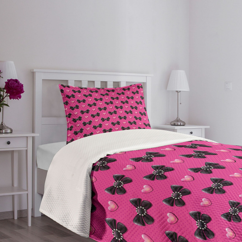 Bow Ties with Hearts Bedspread Set