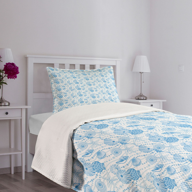 Seashells Marine Motifs Bedspread Set