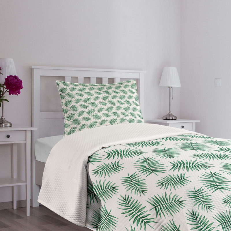Watercolor Tropical Palm Bedspread Set