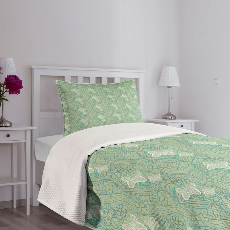 Lace Style Butterflies Bedspread Set