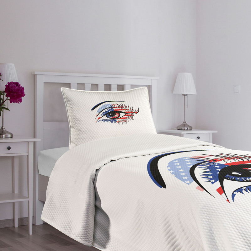 USA Flag Female Eye Bedspread Set