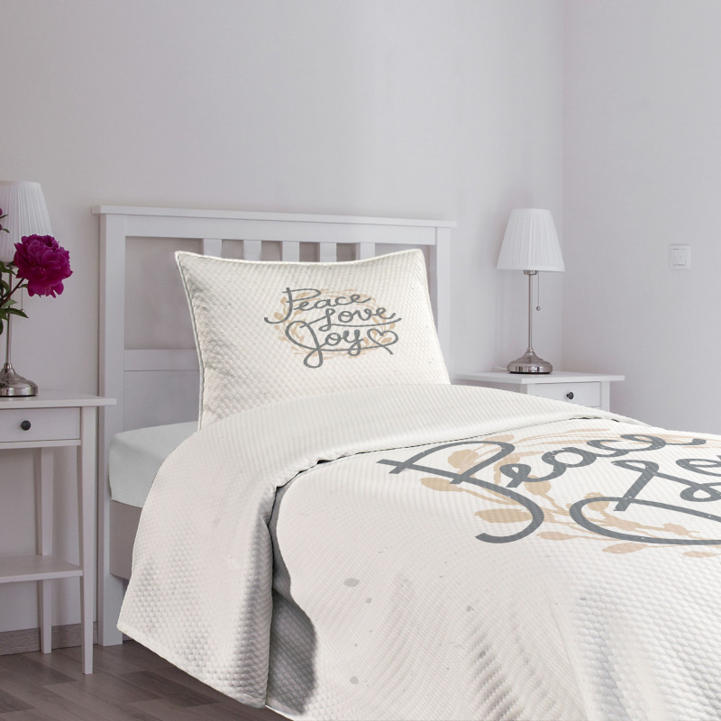 Lettering Love Joy Words Bedspread Set