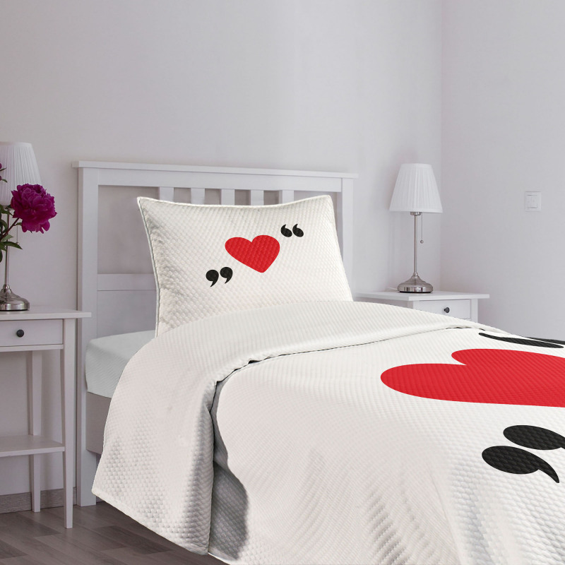 Red Simple Heart Bedspread Set