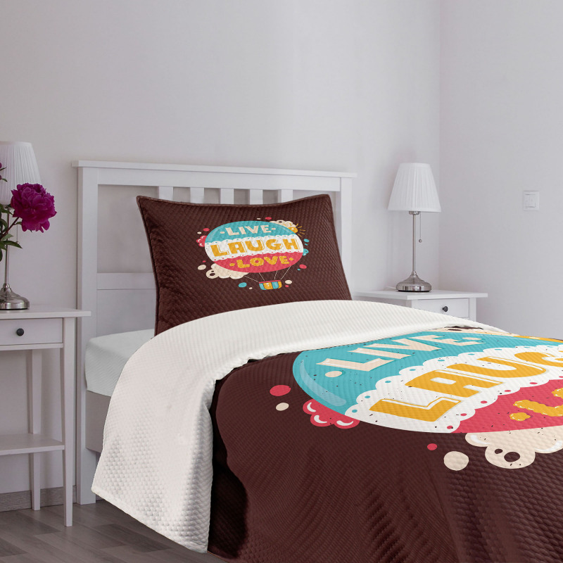 Air Balloon Cheerful Retro Bedspread Set