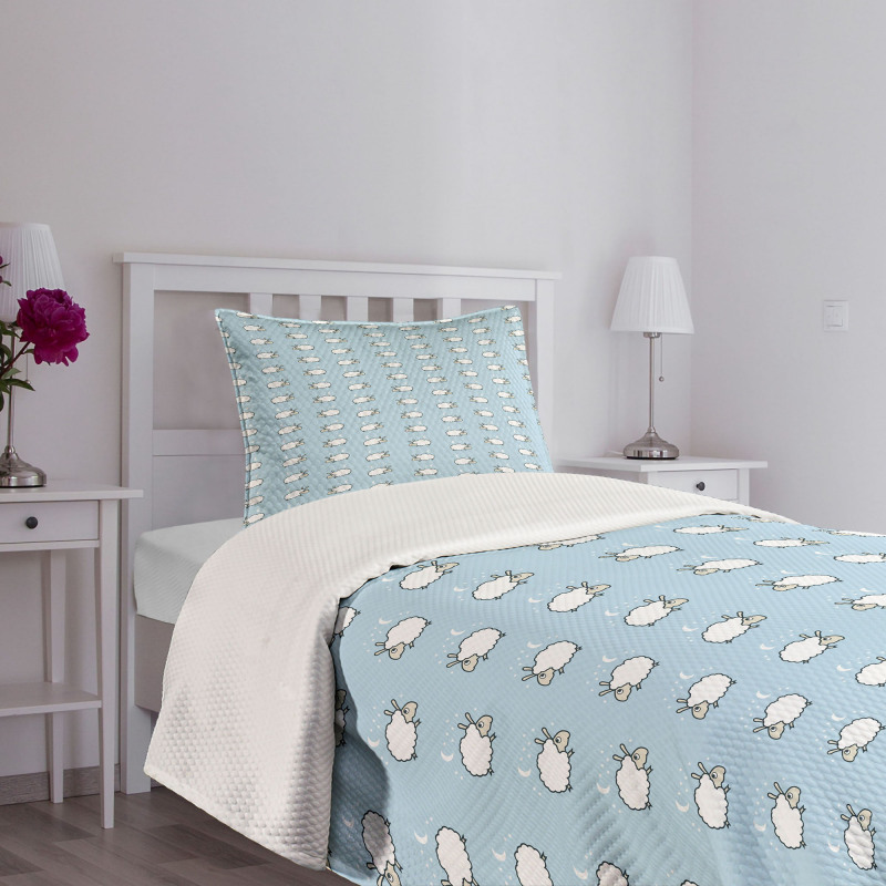 Counting Sheep Pattern Bedspread Set
