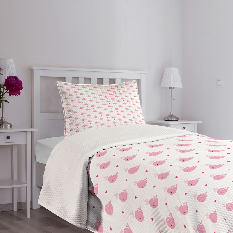 Hearts and Whales Love Bedspread Set