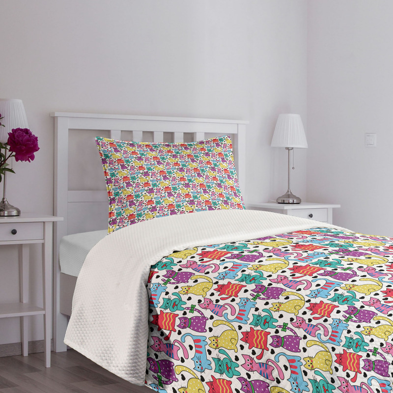 Colorful Romantic Mascots Bedspread Set