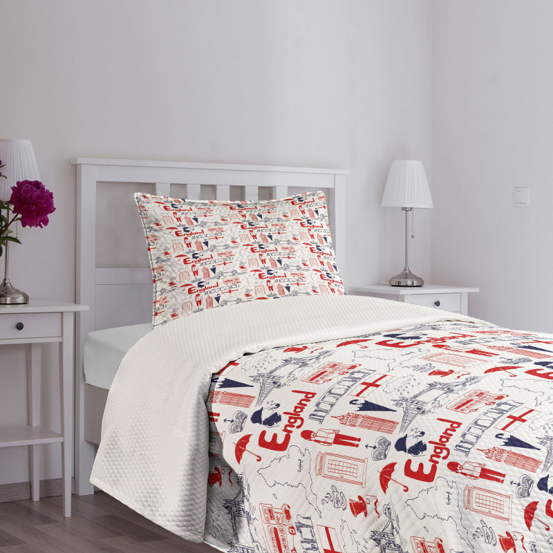 British Culture Sketch Bedspread Set