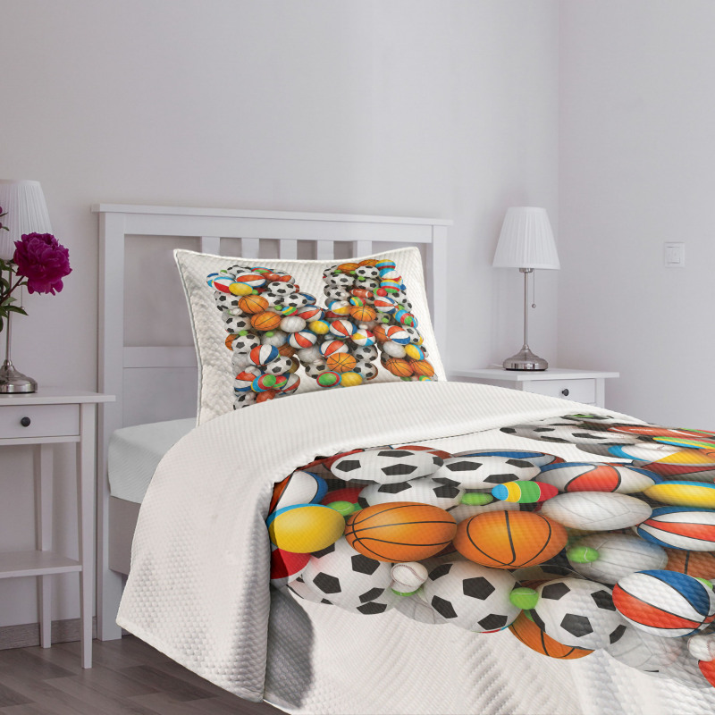 Alphabet Sports Balls Bedspread Set