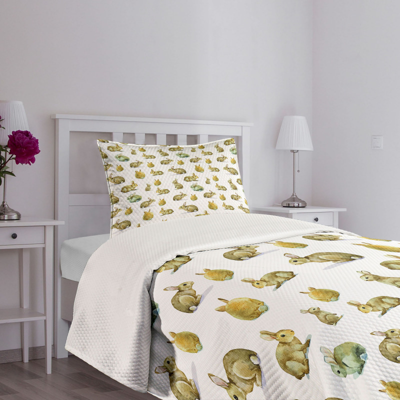 Furry Rabbits Bedspread Set